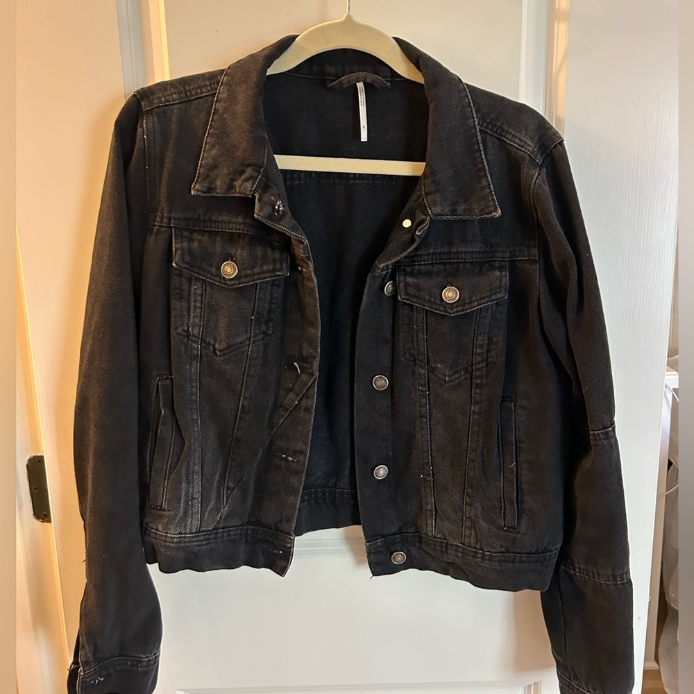 Free people black rumors denim jacket size small